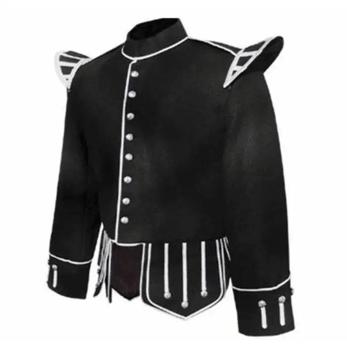 Military-Piper-Drummer-Doublet-Highland-Jacket-Black