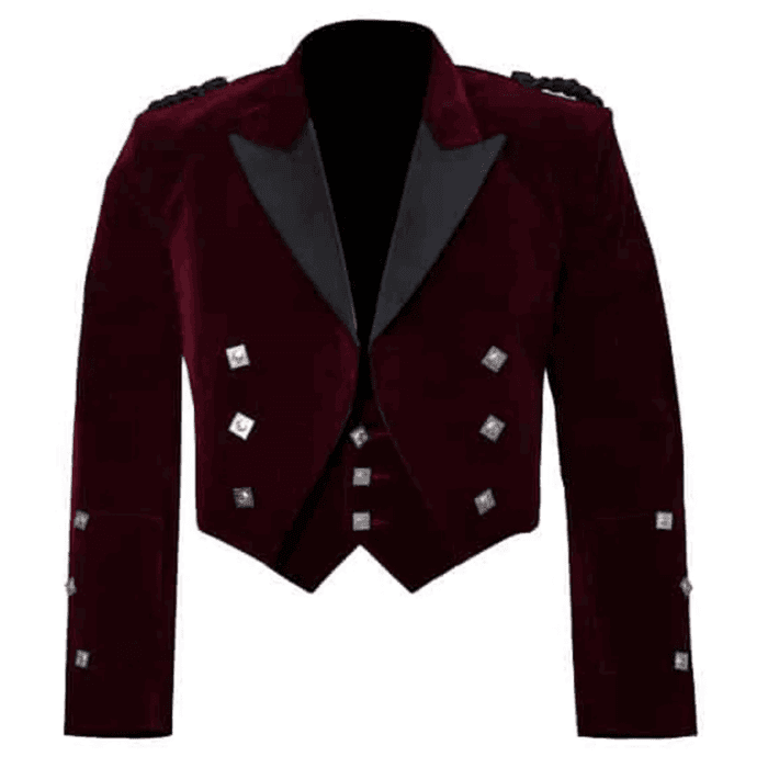 Scottish-Burgundy-Velvet-Prince-Charlie-Kilt-Jacket-with-Vest