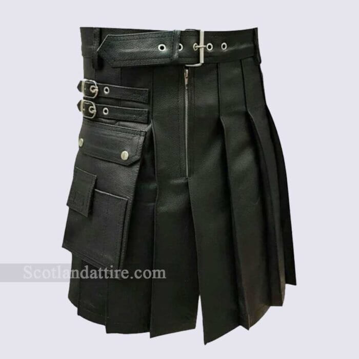 Handcrafted-Black-Leather-Armor-Kilt