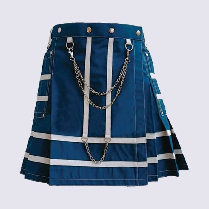 Navy-Blue-Gothic-Utility-Mini-Kilt-For-Women